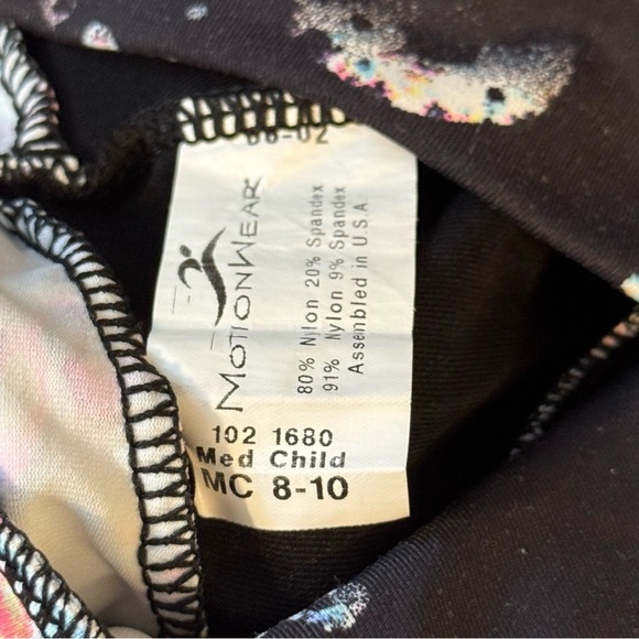 Motionwear Black and Multicolor Leggings Girls Size M - Picture 3 of 5